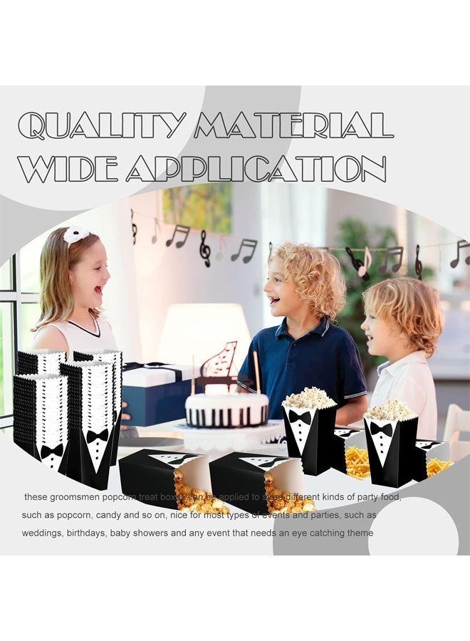 DUNISO 50 Pcs Tuxedo Popcorn Boxes, Stackable Candy and Cookie Treat Containers for Wedding, Birthday, Carnival party and Tuxedo Theme Party Favors and Decorations - Image 5