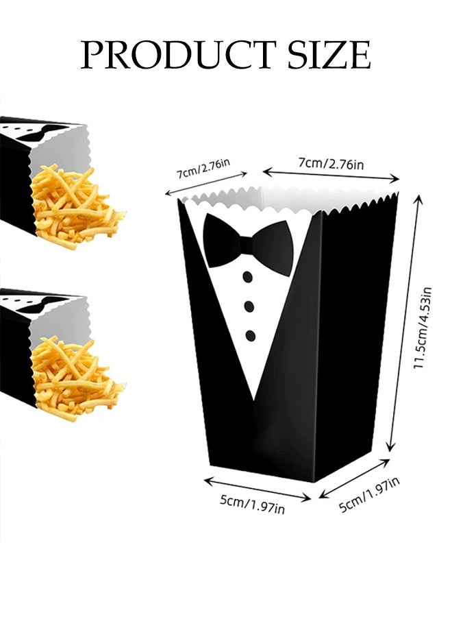 DUNISO 50 Pcs Tuxedo Popcorn Boxes, Stackable Candy and Cookie Treat Containers for Wedding, Birthday, Carnival party and Tuxedo Theme Party Favors and Decorations - Image 2