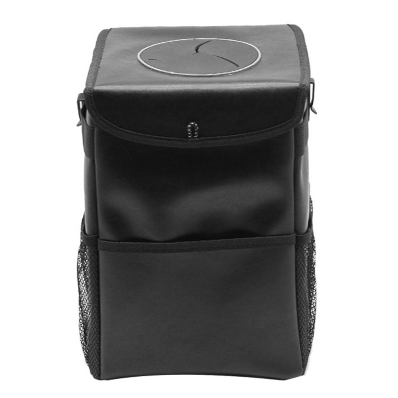 Car Trash Can with Lid and Storage Pockets, Leak-Proof Organizer, Collapsible and Portable Waterproof Hanging Garbage Bin, (Black, Large) - Image 1