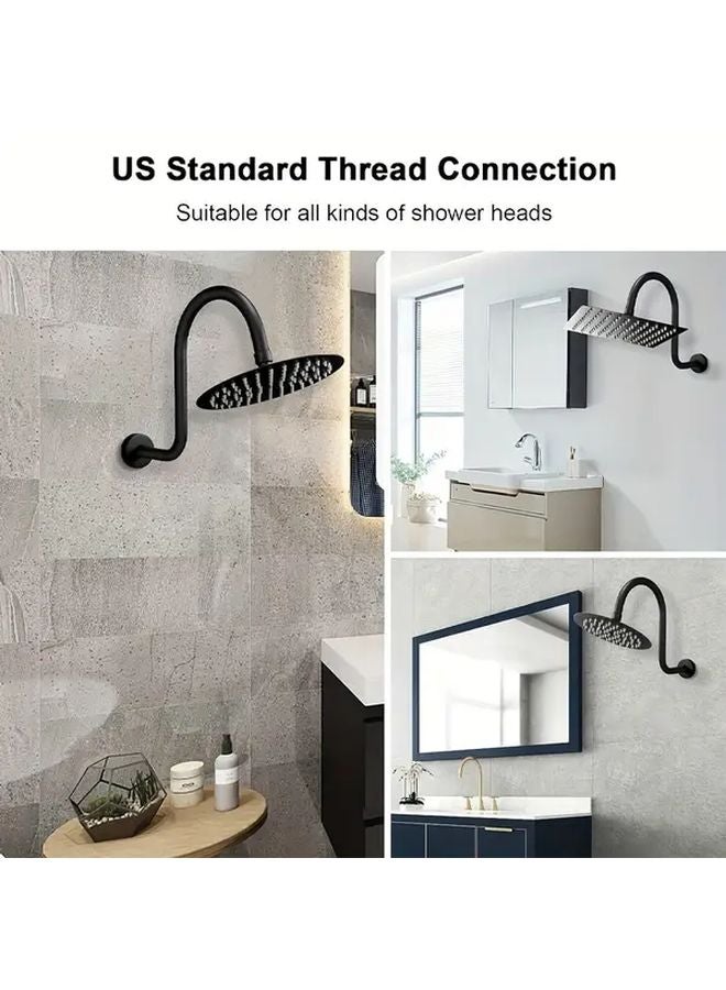 S Shape Shower Arm Extension Pipe Stainless Steel High Rise Replacement Chrome - Image 3