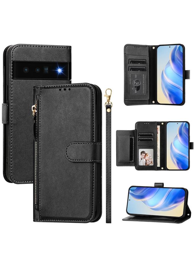 S-TOP Case For Google Pixel 6 Pro Multi-Card Slots Zipper Wallet Leather Phone Case - Image 1