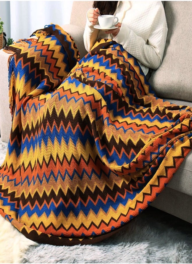 وهاواي - Knitted Tassel Blankets, Super Soft Cozy Lightweight Decorative Throw Blankets for Couch , Bed, Sofa, Outdoor Throw Blanket All Seasons 127x178CM（coffee  color） - Image 1