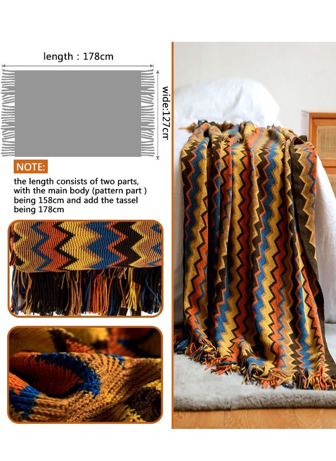 وهاواي - Knitted Tassel Blankets, Super Soft Cozy Lightweight Decorative Throw Blankets for Couch , Bed, Sofa, Outdoor Throw Blanket All Seasons 127x178CM（coffee  color） - Image 1