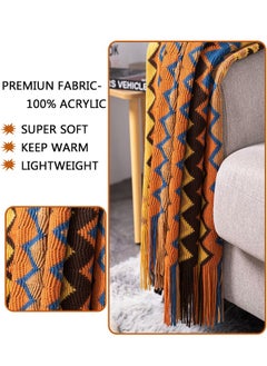 وهاواي Knitted Tassel Blankets, Super Soft Cozy Lightweight Decorative Throw Blankets for Couch , Bed, Sofa, Outdoor Throw Blanket All Seasons 127x178CM（coffee  color）  - Image 3