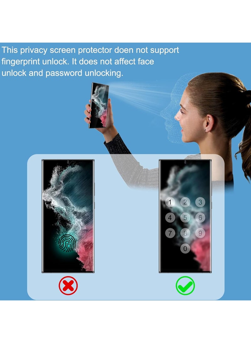 FARROBIZZ [2 Pack] Galaxy S22 Ultra Privacy Screen Protector, Tempered Glass Anti-Spy 9H Hardness Film for Samsung Galaxy S22 Ultra 6.8”, 3D Curved Edge Easy Install 【Don’t Support Fingerprint Unlock】 - Image 4