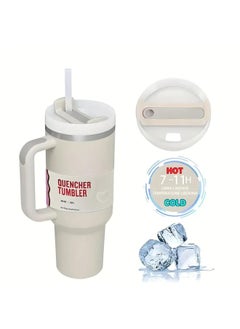 BPA Quench Cup Stainless Steel Vacuum Insulated Tumbler With Lid And Straw For Water  Iced Tea Or Coffee  Smoothie And More  Beige  40 Oz By Bpa  - Image 2