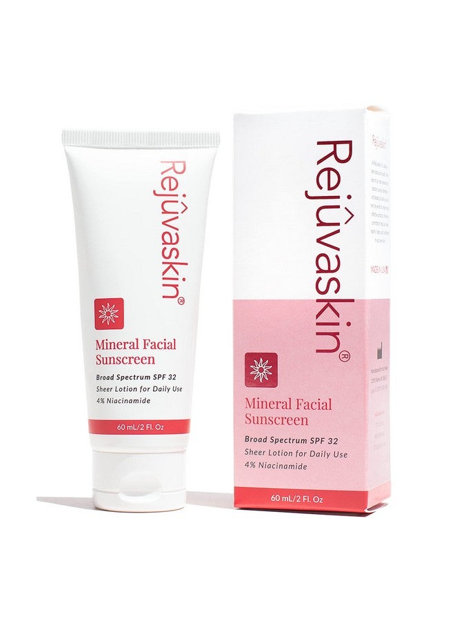 Rejuvaskin Mineral Facial Sunscreen Face Cream Broad Spectrum Sunscreen For Sensitive Skin And Acneprone Skin Oilfree Mineral Daily Face Lotion For The Face Face Moisturizer With Spf 32 - Image 1