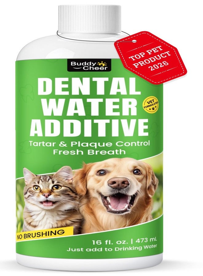 BuddyCheer Dog Breath Freshener - Enzymatic Dog Dental Water Additive for Teeth Claning - Freshens Breath & Reduces Tartar - Easy Mouthwash Cleaner for Teeth & Gums - No Brushing Needed, Uncented, 16oz - Image 1
