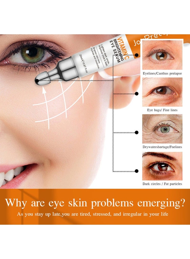 JoyPretty Vitamin C Brightening Eye Serum,Brightening Anti-Aging Eye Moisturizer,Remove Dark Circles Puffiness Under Eye Bags Fine Line,Reduce Wrinkle 20ml - Image 3