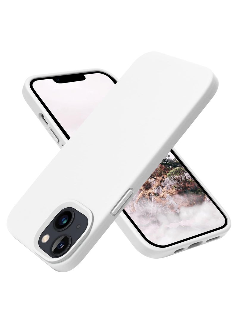 ACLIX Silicone Case Compatible with iPhone 13-14 , Slim Liquid Silicone, Layers of Soft Gel Rubber Shockproof, Protective Phone Case Cover with TPU Lining (White) - Image 1