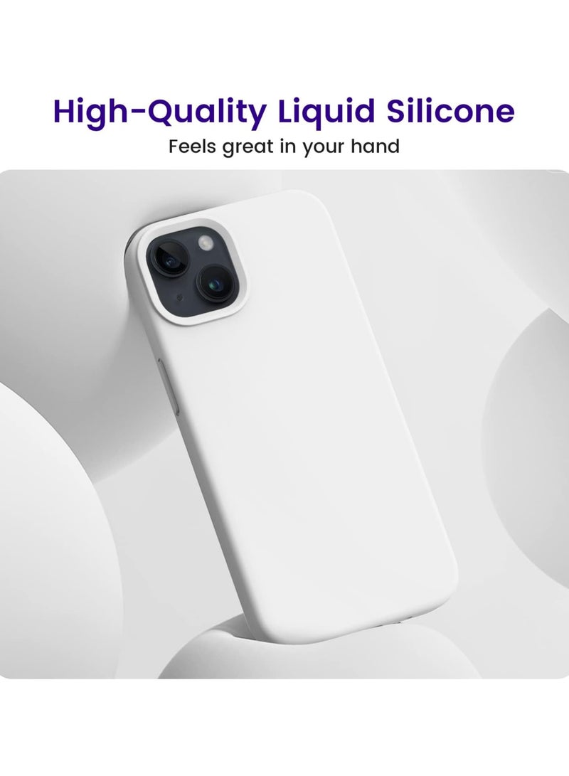 ACLIX Silicone Case Compatible with iPhone 13-14 , Slim Liquid Silicone, Layers of Soft Gel Rubber Shockproof, Protective Phone Case Cover with TPU Lining (White) - Image 2