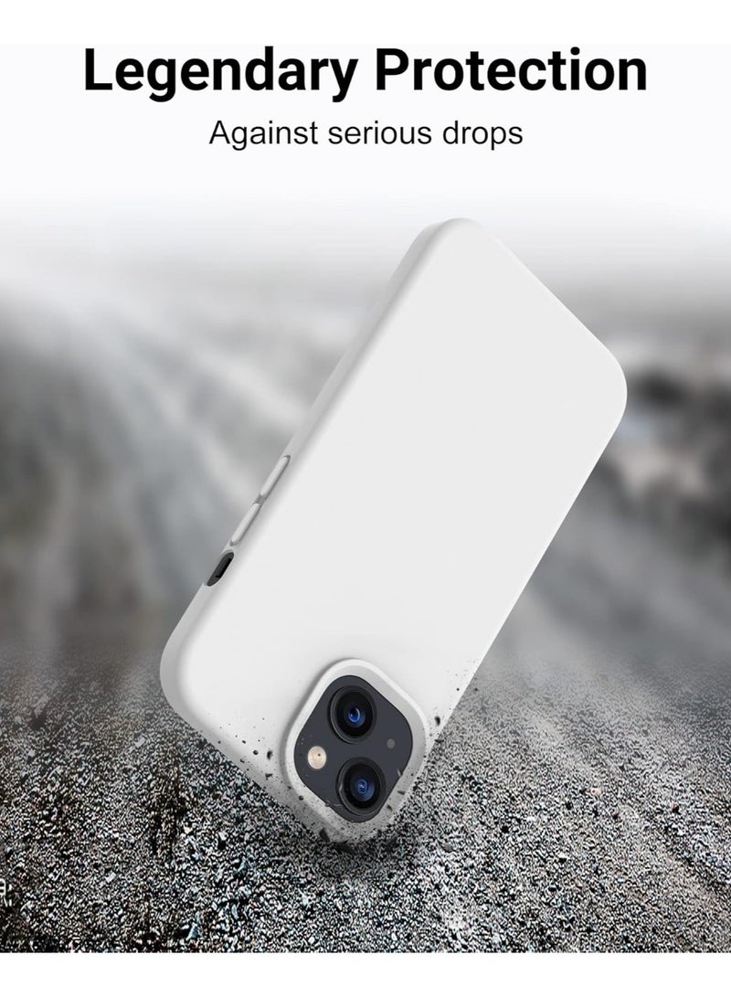 ACLIX Silicone Case Compatible with iPhone 13-14 , Slim Liquid Silicone, Layers of Soft Gel Rubber Shockproof, Protective Phone Case Cover with TPU Lining (White) - Image 3