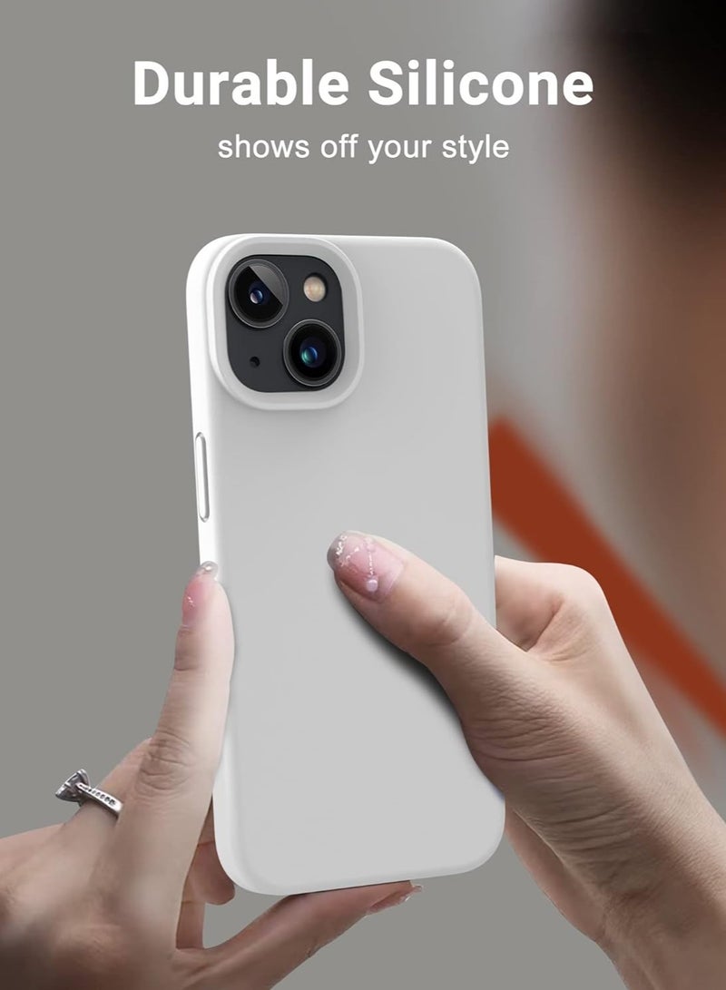 ACLIX Silicone Case Compatible with iPhone 13-14 , Slim Liquid Silicone, Layers of Soft Gel Rubber Shockproof, Protective Phone Case Cover with TPU Lining (White) - Image 5