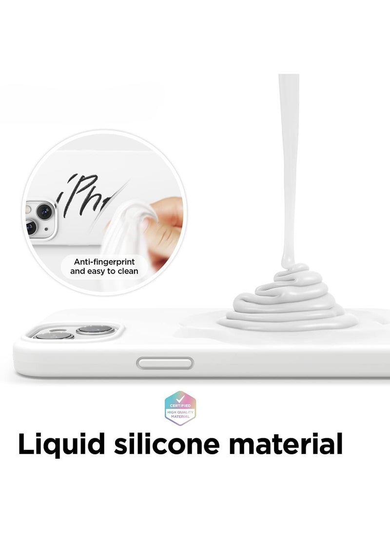أكاليكس جراب سيليكون سائل فاخر لهاتفي iPhone 13، تصميم نحيف، ملمس ناعم مع بطانة من الألياف الدقيقة وحماية معززة للكاميرا - متين ومقاوم لبصمات الأصابع | أبيض - Image 2