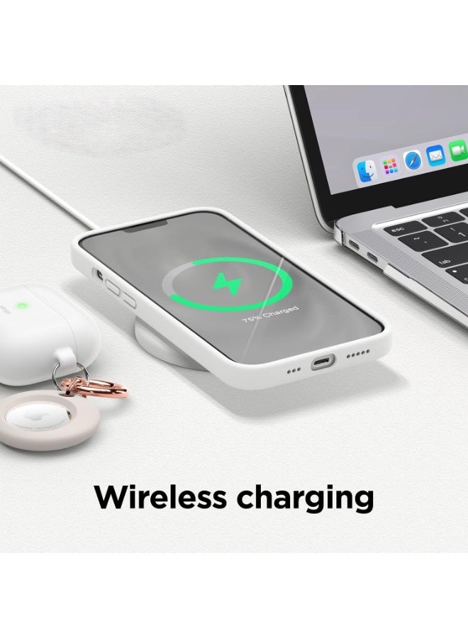 أكاليكس جراب سيليكون سائل فاخر لهاتفي iPhone 13، تصميم نحيف، ملمس ناعم مع بطانة من الألياف الدقيقة وحماية معززة للكاميرا - متين ومقاوم لبصمات الأصابع | أبيض - Image 3