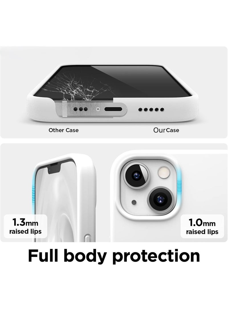 أكاليكس جراب سيليكون سائل فاخر لهاتفي iPhone 13، تصميم نحيف، ملمس ناعم مع بطانة من الألياف الدقيقة وحماية معززة للكاميرا - متين ومقاوم لبصمات الأصابع | أبيض - Image 5