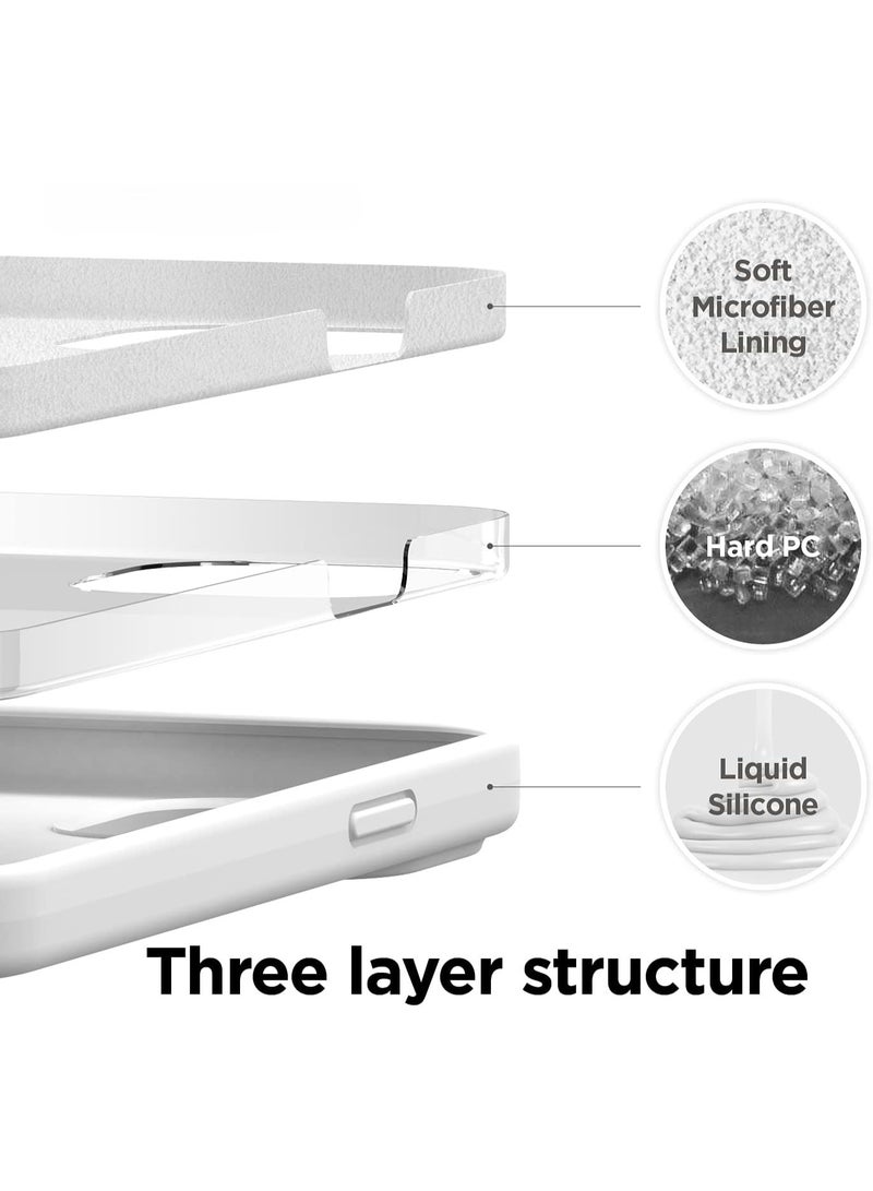 أكاليكس جراب سيليكون سائل فاخر لهاتفي iPhone 13، تصميم نحيف، ملمس ناعم مع بطانة من الألياف الدقيقة وحماية معززة للكاميرا - متين ومقاوم لبصمات الأصابع | أبيض - Image 4