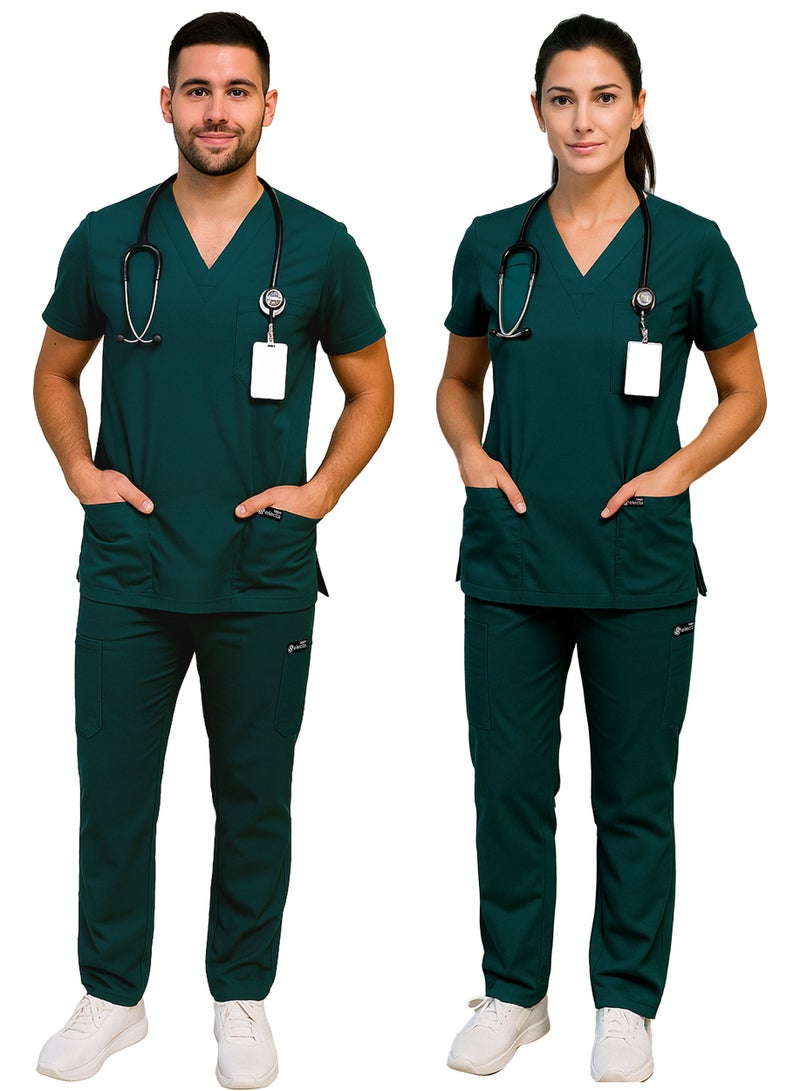 حدد الآن طقم ملابس طبية للرجال والنساء، برقبة على شكل حرف V، وخصر مطاطي، وأسفل، باللون الأخضر الكاريبي، ملابس عمل قابلة للتهوية، مناسبة للممرضات والأطباء والعاملين في مجال الرعاية الصحية - Image 4