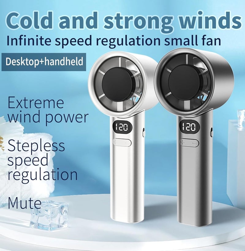 Mini Portable Fan Powerful Handheld Fan,120 Speeds Infinitely Variable Speed Personal Small Rechargeable Hand Fan for Adults & Kids Travel Gold, 16X5.8X5.55CM - Image 5