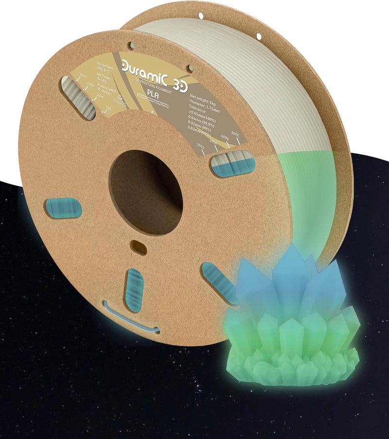 DURAMIC 3D PLA Glow Rainbow in The Dark Filament 1.75mm 1Kg, 3D Printing Luminous Filament 1.75mm Dimensional Accuracy +/- 0.02 mm, Fit Most FDM 3D Printers - Image 1