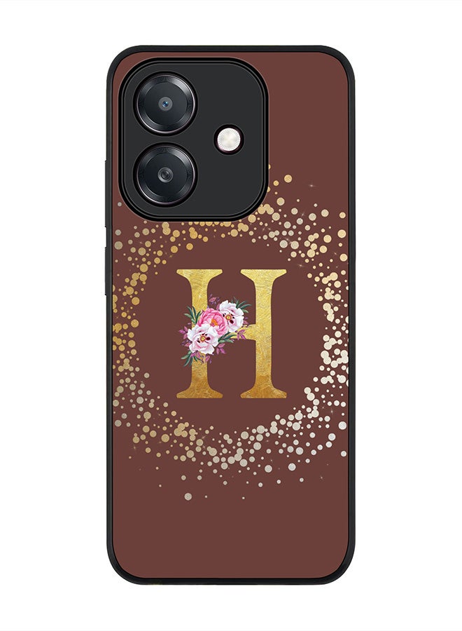 Stylizedd For Oppo A5i Case,Slim fit Camera Protection, Shockproof Thin Phone cover  - Custom Monogram Floral - H  (Brown )