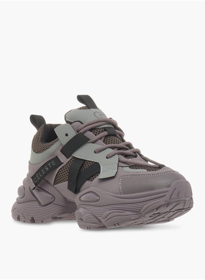 Celeste - Womens Panelled Lace-Up Low Ankle Sneakers - Image 1