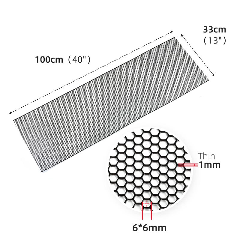 AggAuto Universal 40"x13" Car Grill Mesh - Aluminum Alloy Automotive Grille Insert Bumper Honeycomb Hole 6mm Spacing 1mm, One of the Most Multifunctional Shape Grids 100x33cm Black - Image 3