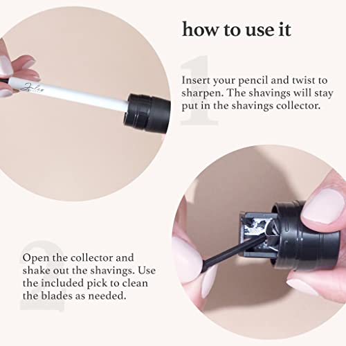 Julep Cosmetic Makeup Pencil Sharpener - Eyeliner, Lip Liner and Eyebrow Pencils - Compact Travel Friendly - Easy to Clean - Universal Sharpener for Wood and Plastic Pencils - German Made Steel - Image 2