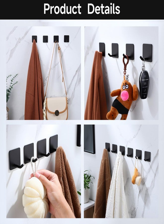 DELITON 6 Pack Towel Hooks for Hanging, Adhesive Hooks Stick on Wall for Bathroom Kitchen Heavy Duty Stainless Steel, Black - Image 5