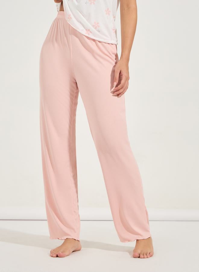 Styli Floral Print Dropped Shoulder T-Shirt & Ribbed Pyjama Set  - Image 4