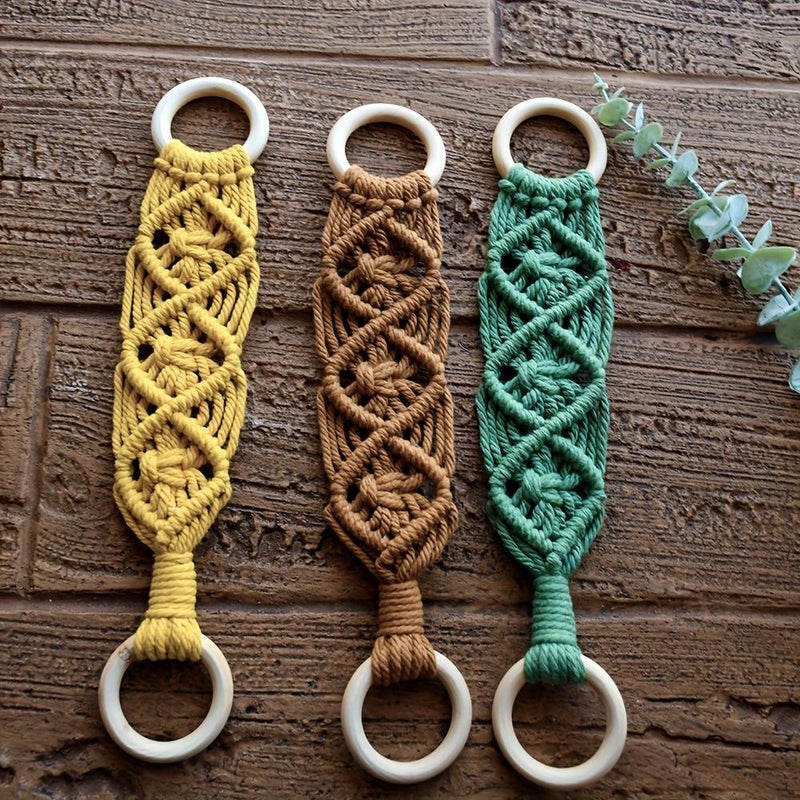 Blue Bohemian Macrame Handmade Woven Towel Rack For Kitchen And Bathroom Decoration - Image 5