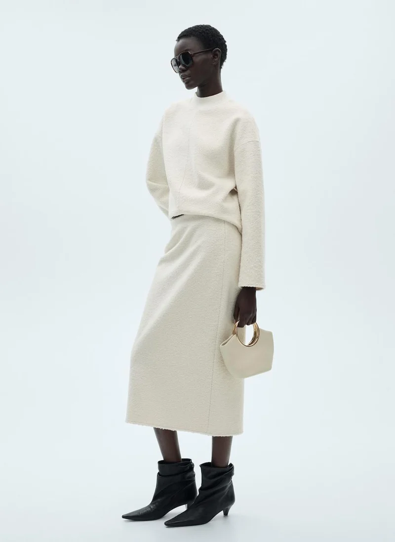 MANGO Bouclé Midi-Skirt