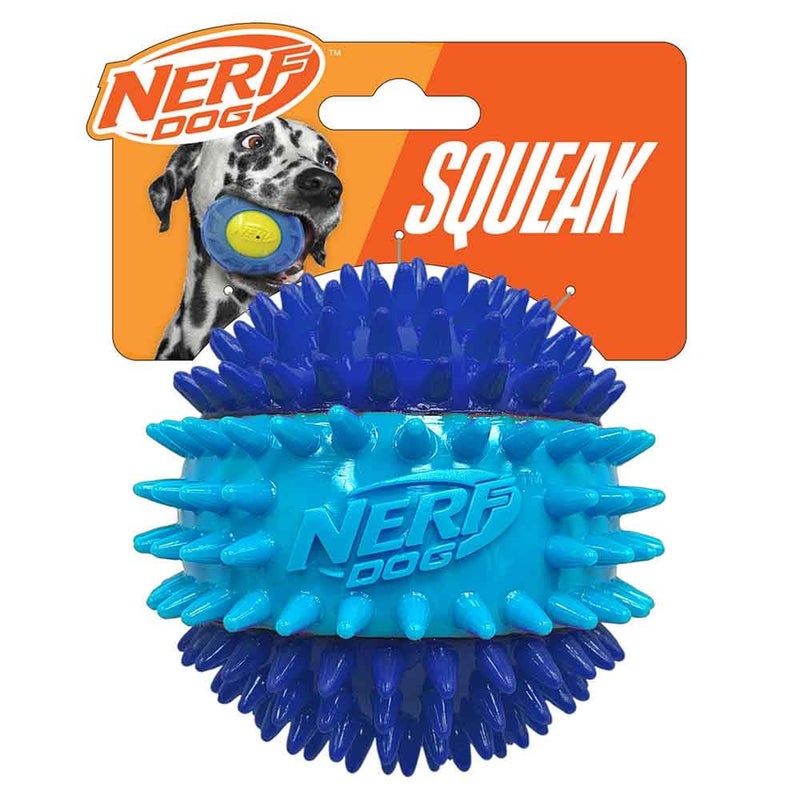 Nerf Dog 37in TPR 3Part Spike Squeak Ball Dog Toy Dark BlueLight Blue - Image 2