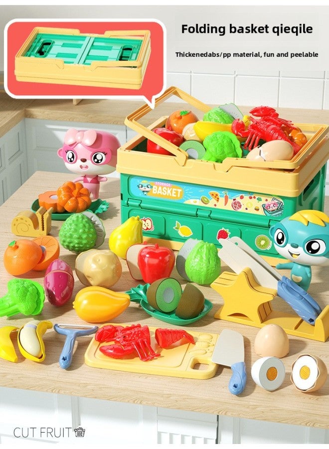 لعبة تشي تشي لي للأطفال، لعبة تقطيع الفواكه والخضروات، للبنات 2، طقم مطبخ للأطفال الصغار 3، حقيبة شبكية