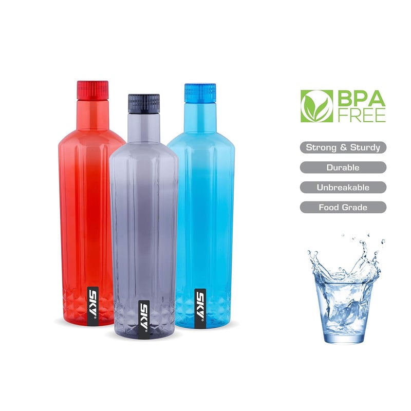 Sky Jewel Unbreakable PET Water Bottle,Set of 3,1000 ml,Multicolor - Image 3