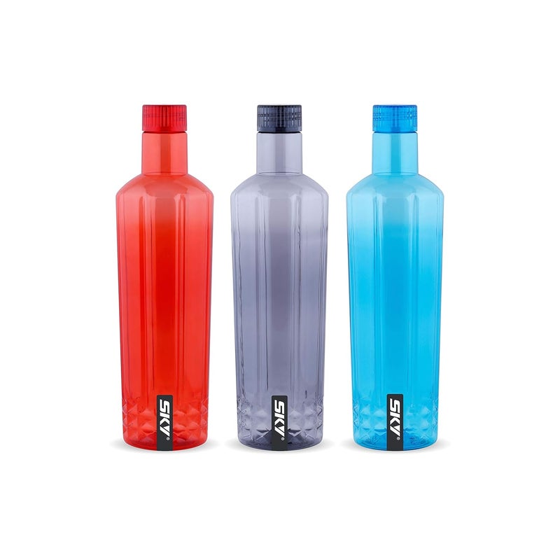 Sky Jewel Unbreakable PET Water Bottle,Set of 3,1000 ml,Multicolor - Image 1