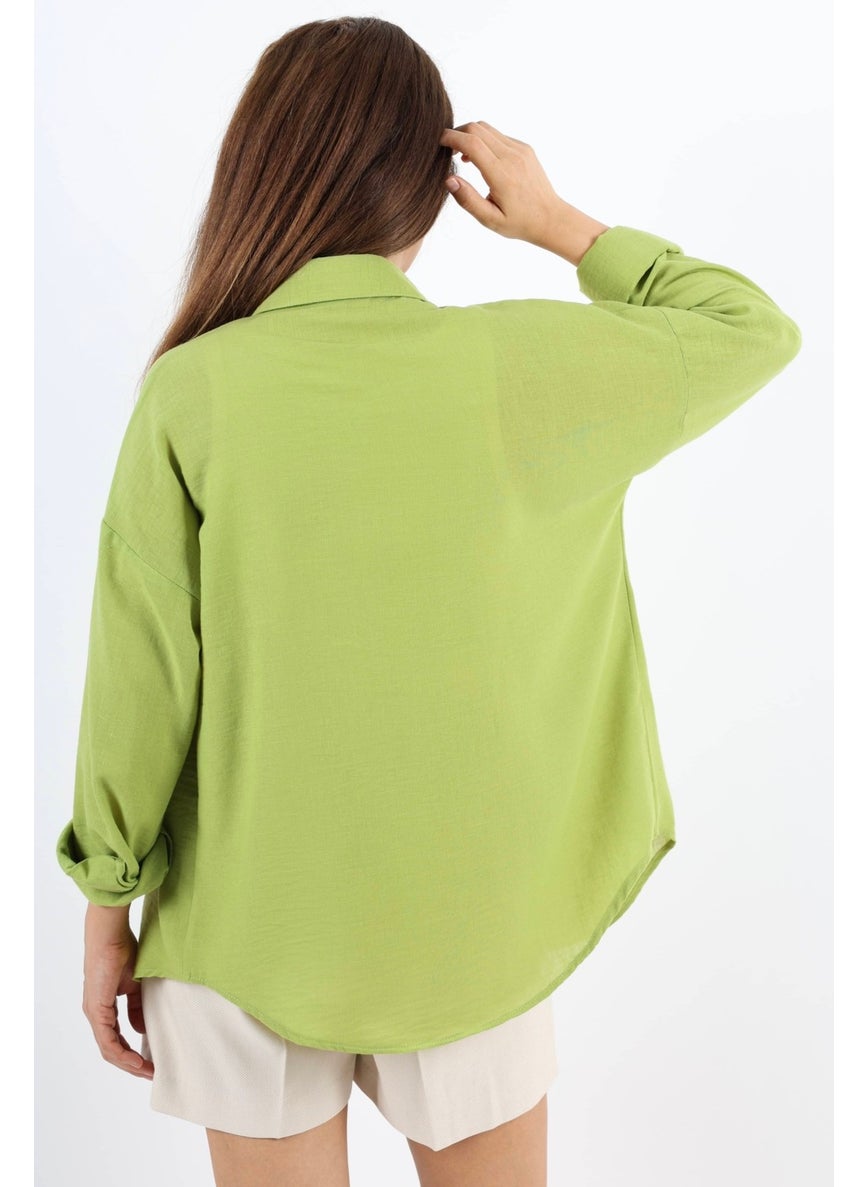 Ritnice - Women's Well Oil Green Linen Shirt - Image 1