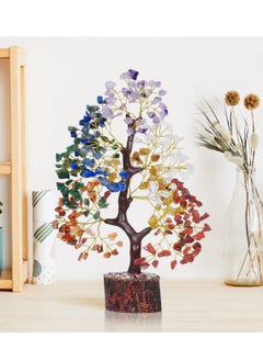 Generic Seven Chakra Tree of Life, Bonsai Money Tree with Golden Wire Beads Natural Healing for Good Luck, Feng Shui Decor, Home Office Decor Showpiece Decoration Gift Item Size 10-12 Inche  - Image 1