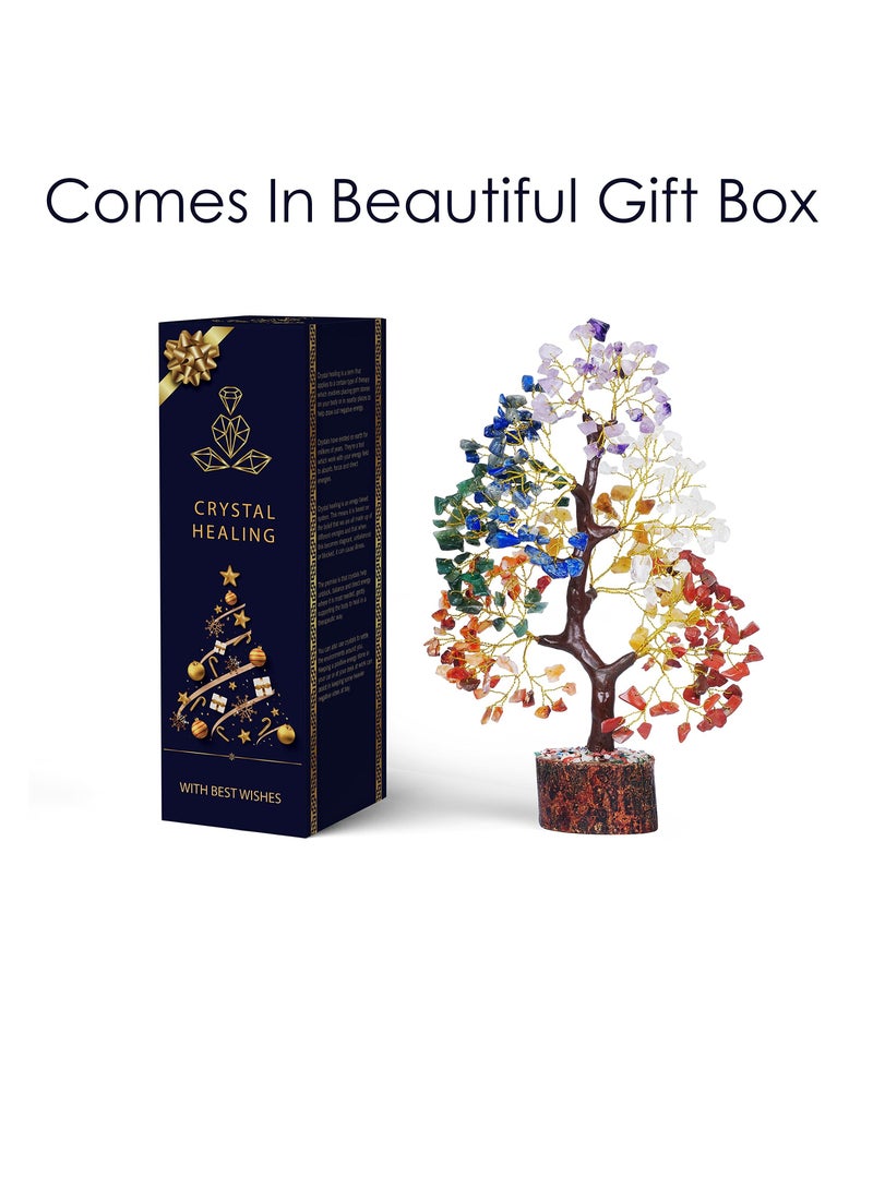Generic Seven Chakra Tree of Life, Bonsai Money Tree with Golden Wire Beads Natural Healing for Good Luck, Feng Shui Decor, Home Office Decor Showpiece Decoration Gift Item Size 10-12 Inche - Image 3