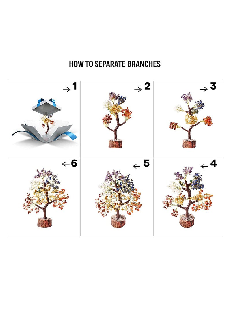 Generic Seven Chakra Tree of Life, Bonsai Money Tree with Golden Wire Beads Natural Healing for Good Luck, Feng Shui Decor, Home Office Decor Showpiece Decoration Gift Item Size 10-12 Inche - Image 2