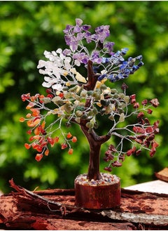 Generic Seven Chakra Tree of Life, Bonsai Money Tree with Golden Wire Beads Natural Healing for Good Luck, Feng Shui Decor, Home Office Decor Showpiece Decoration Gift Item Size 10-12 Inche  - Image 5