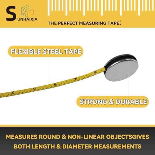 SUNHAIXIA Pi Diameter Circumference Tape Measure - Imperial & Metric 82inch/214cm, Locking Push-Button, Model A15DIY - Image 2