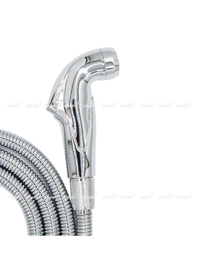 JUNARIS Bidet Sprayer for Toilet WC - Handheld Stainless Steel Shattaf with 180 cm Hose for Personal Hygiene, Muslim Shower, and Bathroom Cleaning - Image 3