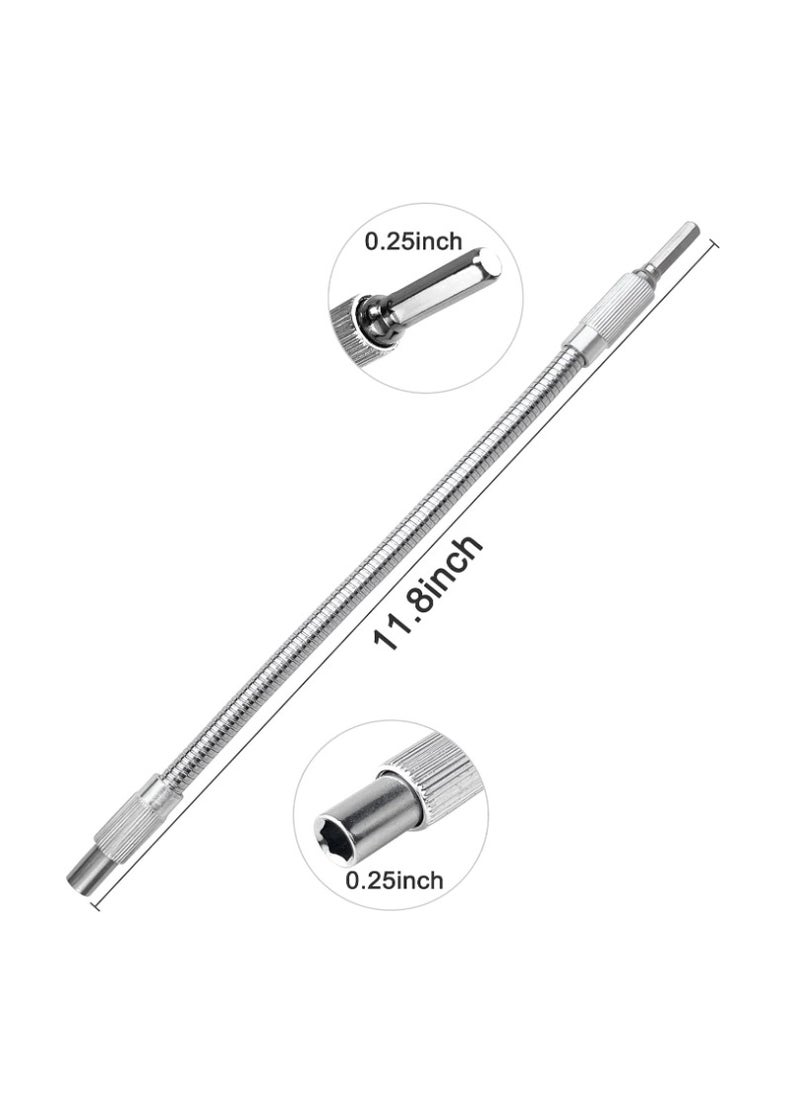 Flexible Drill Bit Extension – Yakumuz 1/4" Magnetic Hex Soft Flexible Shaft Extension For Drill - 11.8" Quick Change Hex Shank Flex Drill Bit Extension For Furniture, Computer Chassis, Cabinets