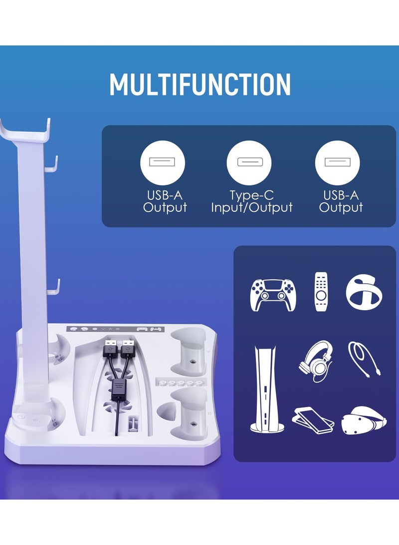 حامل تبريد PSVR2، محطة شحن PS VR2 لأجهزة PSVR 2 وPS-5 مع 5 منافذ شحن مغناطيسية، 2 مروحة تبريد ومؤشر ضوئي - Image 2