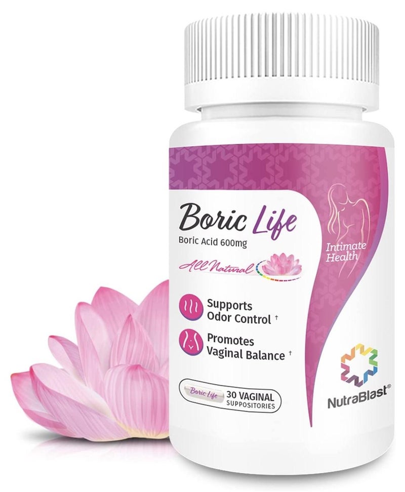 NutraBlast Boric Life Acid 600 Mg 30 Vaginal Suppositories - Image 1