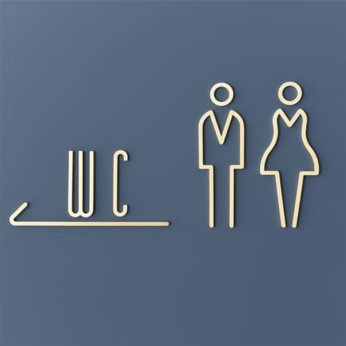 ECYC Ltd 1 Set Men and Women Restroom Signs, Brass Restroom Sign Bathroom Signs Decor Metal Toilet Symbol Sign Washroom Signage for Offices, Businesses, and Restaurants - Image 5