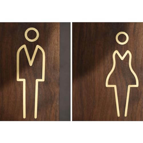 ECYC Ltd 1 Set Men and Women Restroom Signs, Brass Restroom Sign Bathroom Signs Decor Metal Toilet Symbol Sign Washroom Signage for Offices, Businesses, and Restaurants - Image 4