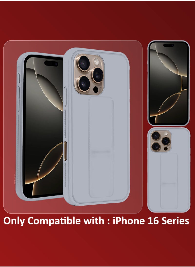 CATANES - (for Apple iPhone 16 Pro Max) Case Premium PU Leather Back Cover with Stand Function Shockproof and Anti Scratch Finger Grip Case Cover / Grey - Image 1