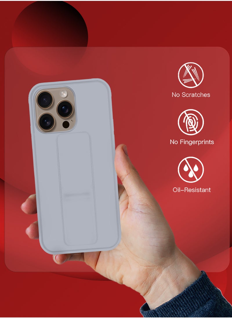 CATANES - (for Apple iPhone 16 Pro Max) Case Premium PU Leather Back Cover with Stand Function Shockproof and Anti Scratch Finger Grip Case Cover / Grey - Image 1